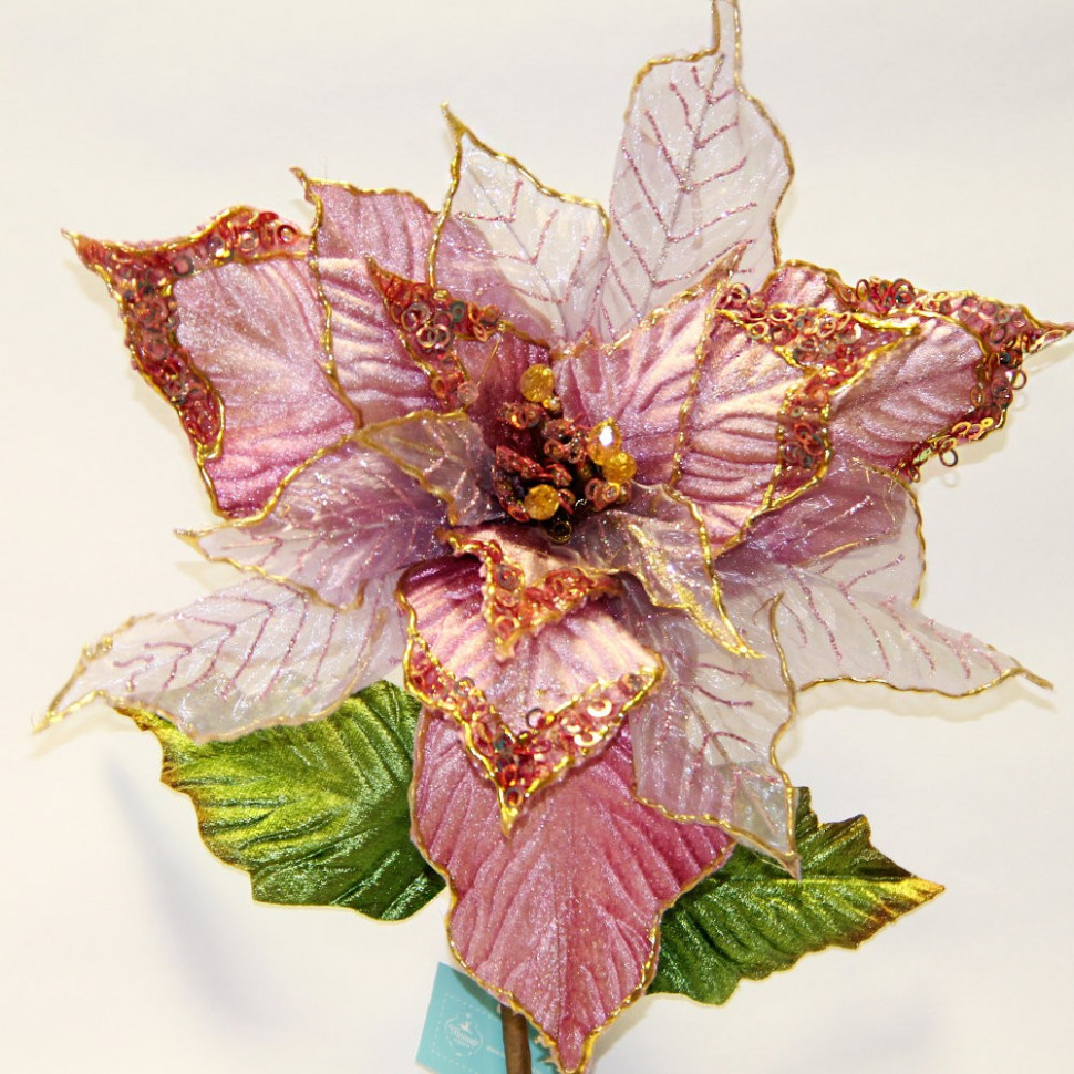 Цветок декоративный Пуансетия розовая (F3504)