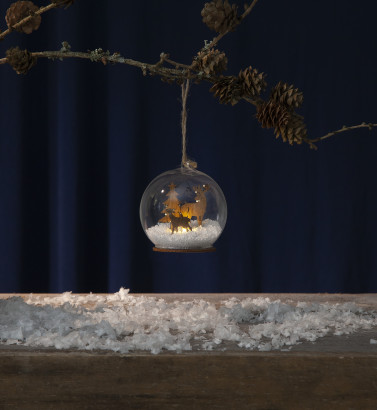 270-89 Светящийся шар-декорация Зимняя Сказка 8 см., коричневый, на батарейках, Star Trading
