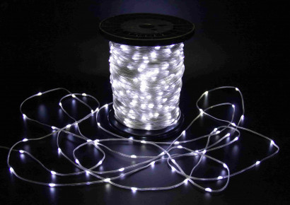 Светодиодная нить Краса 2000 холодных белых LED ламп, 200 м., 24В, статика, прозрачный провод ПВХ, Teamprof (TPF-CR200-24V-T/W)