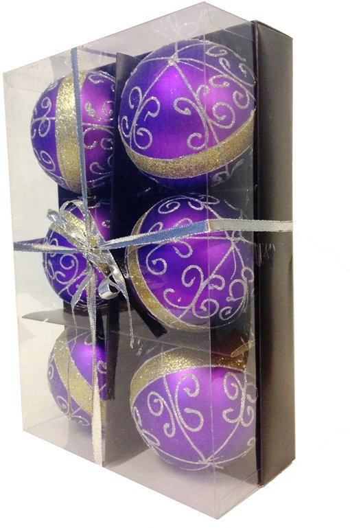 Набор шаров Фаберже - 10 см.,  цвет - фиолетовый,  количество 6 шт. (521879)