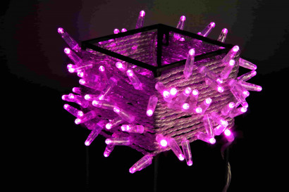 Светодиодная нить 100 розовых LED ламп, 10 м., 24В, статика, прозрачный провод ПВХ, Teamprof (TPF-S10C-24V-CT/P)