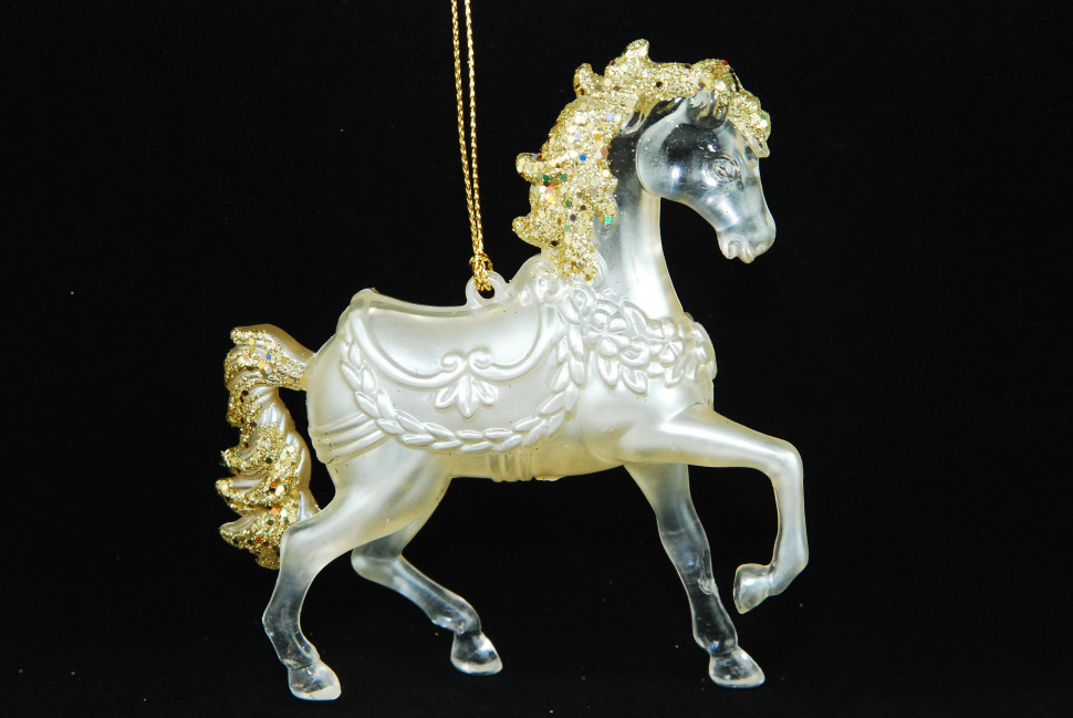 Украшение"Лошадка" цвет сребро-золото 12 см, (121007)