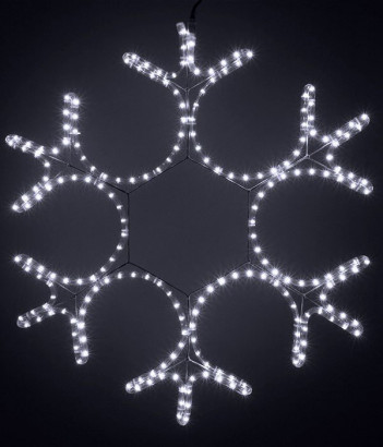 Светодиодная фигура Снежинка 70 см., 220V, 216 холодных белых LED ламп, прозрачный дюралайт, BEAUTY 
