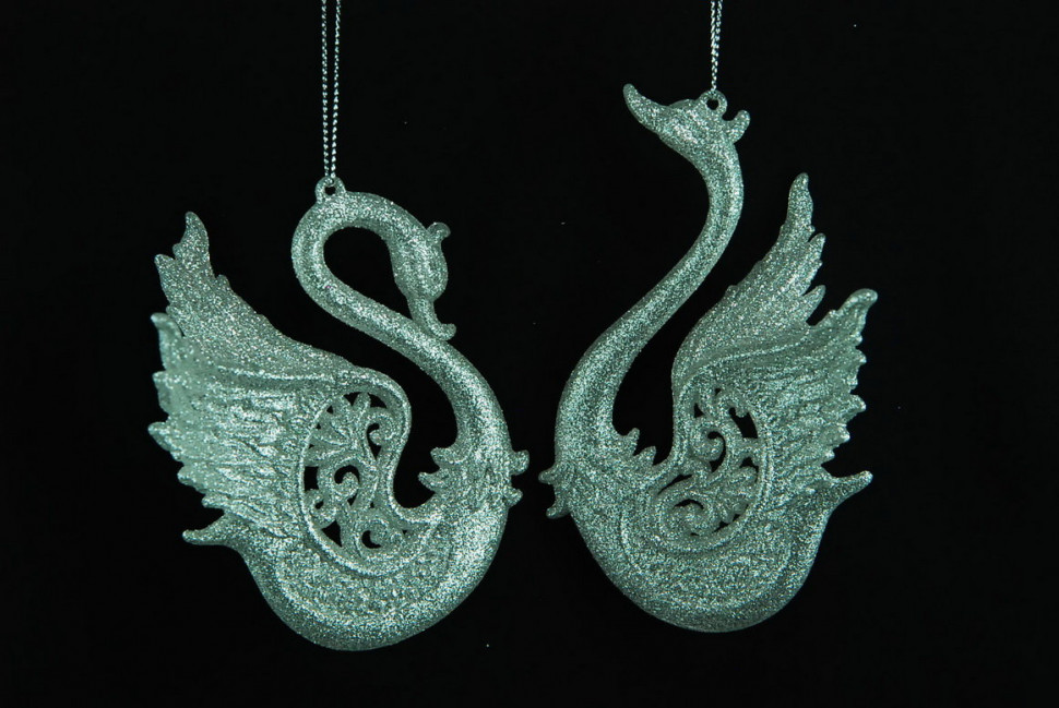Украшение "Лебедь" цвет серебро, 2 вида, цена за 1 шт.12 см.(150039)
