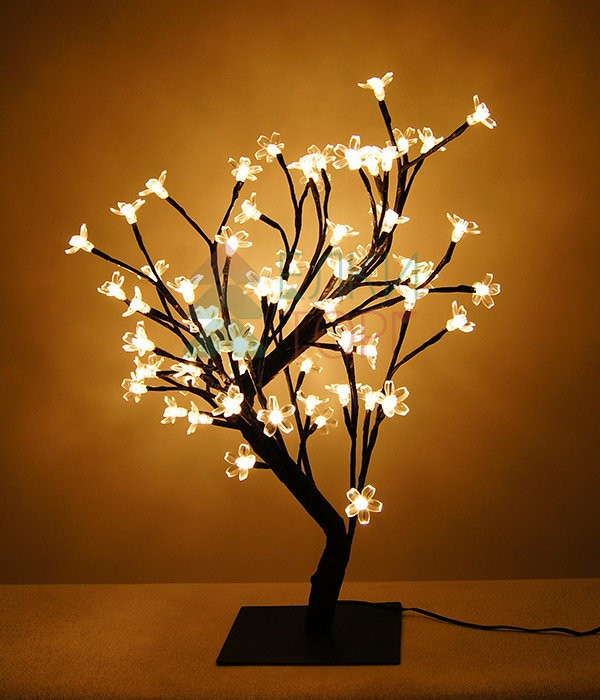 Светодиодная композиция Бонсай, цветы сакуры 45 см., 64 теплых белых LED ламп, Beauty Led (JY82056B)