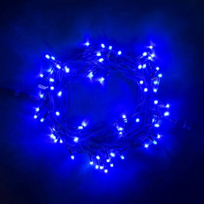 Светодиодная гирлянда с колпачком 75 синих LED ламп 10 м., 24В., черный каучуковый провод, IP65, Beauty Led (LL75-1-1B)