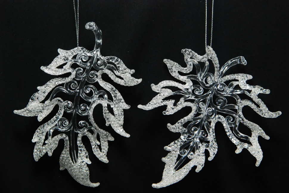 Украшение "Листок" цвет серебро,2 вида,цена за 1 шт.15 см. (150042)
