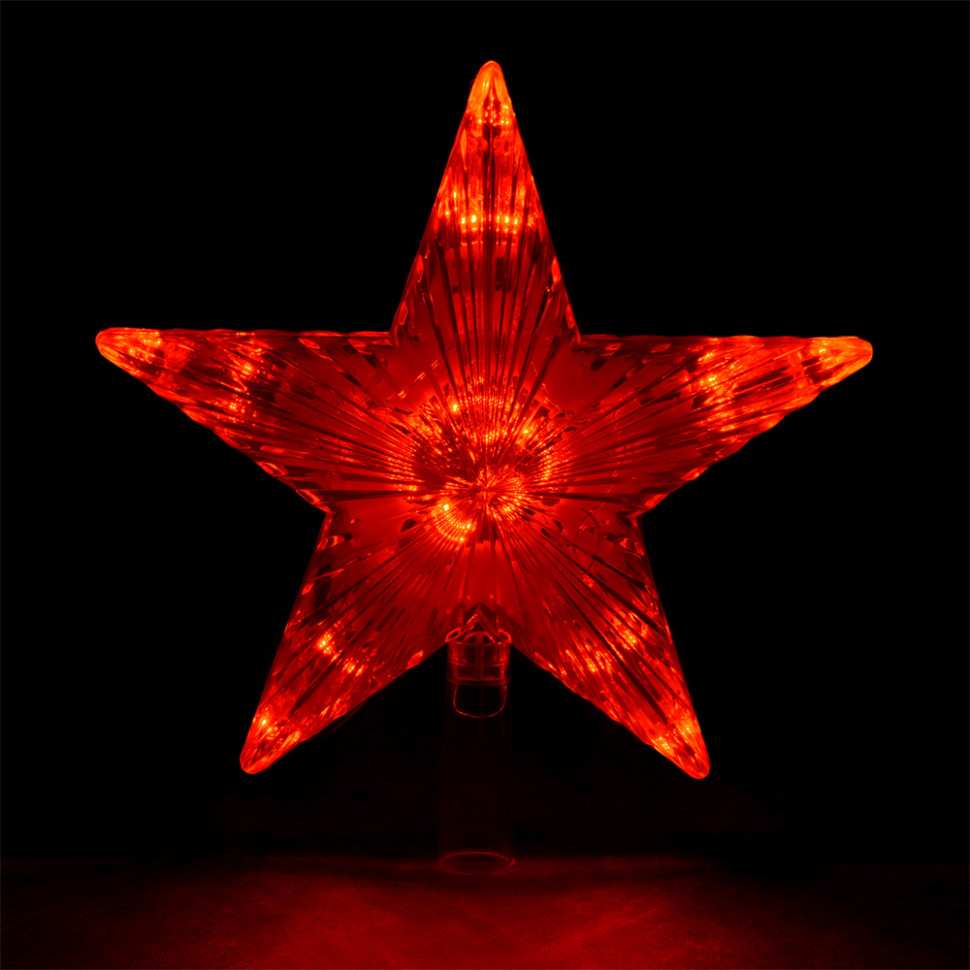 Светодиодная макушка Звезда красная, 10 LED ламп, 15*15 см., 220В, зеленый провод, Vegas (55097)