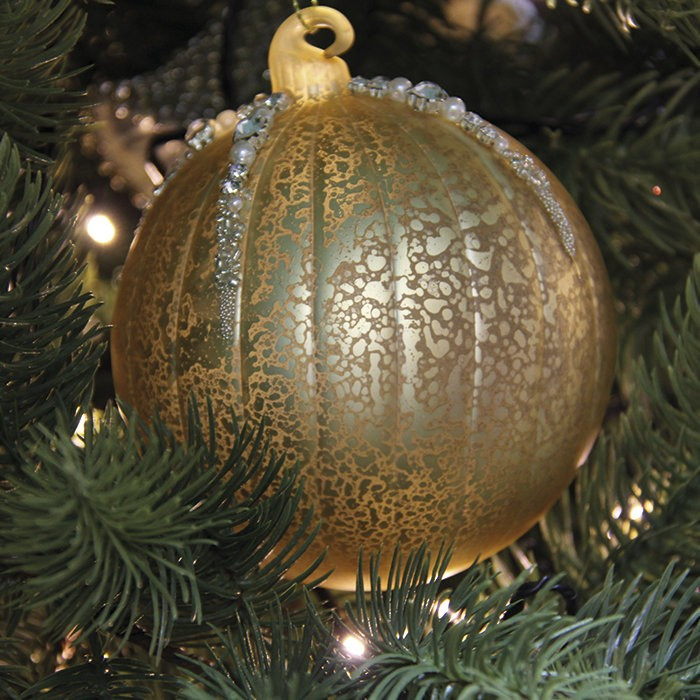 Набор стеклянных шаров 100 мм, цвет золото, 2 шара в упаковке, Театр Подарков (YUSL5-137)