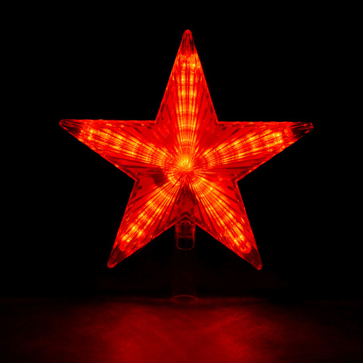 Светодиодная макушка Звезда красная, 30 LED ламп, 20*20 см., 220В, зеленый провод, Vegas (55086) — 