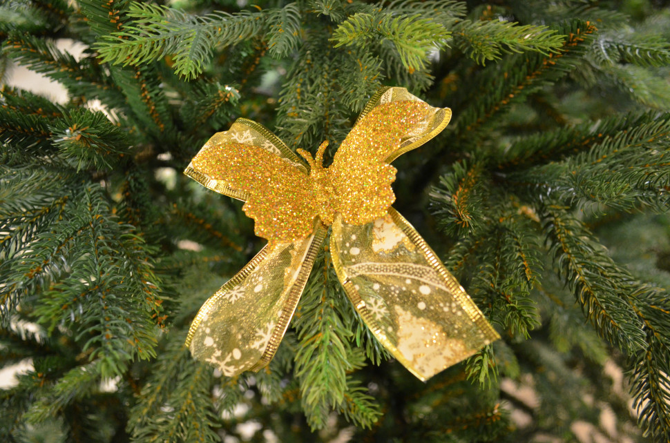 Комплект Бантов 14шт цвет золотой с золотистой бабочкой 14х11 см. (521220)