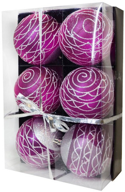 Набор шаров диаметр 10 см, цвет - розовый, количество в упаковке 6 шт.