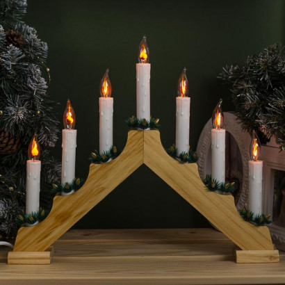 Светодиодная Рождественская горка 39.5×33×5 см., дерево, 220 В, эффект пламени, Luazon Lighting (4357284)