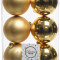 Набор пластиковых шаров Парис 80 мм, золотой, 6 шт., 2 сорт, Kaemingk (022050/2с)