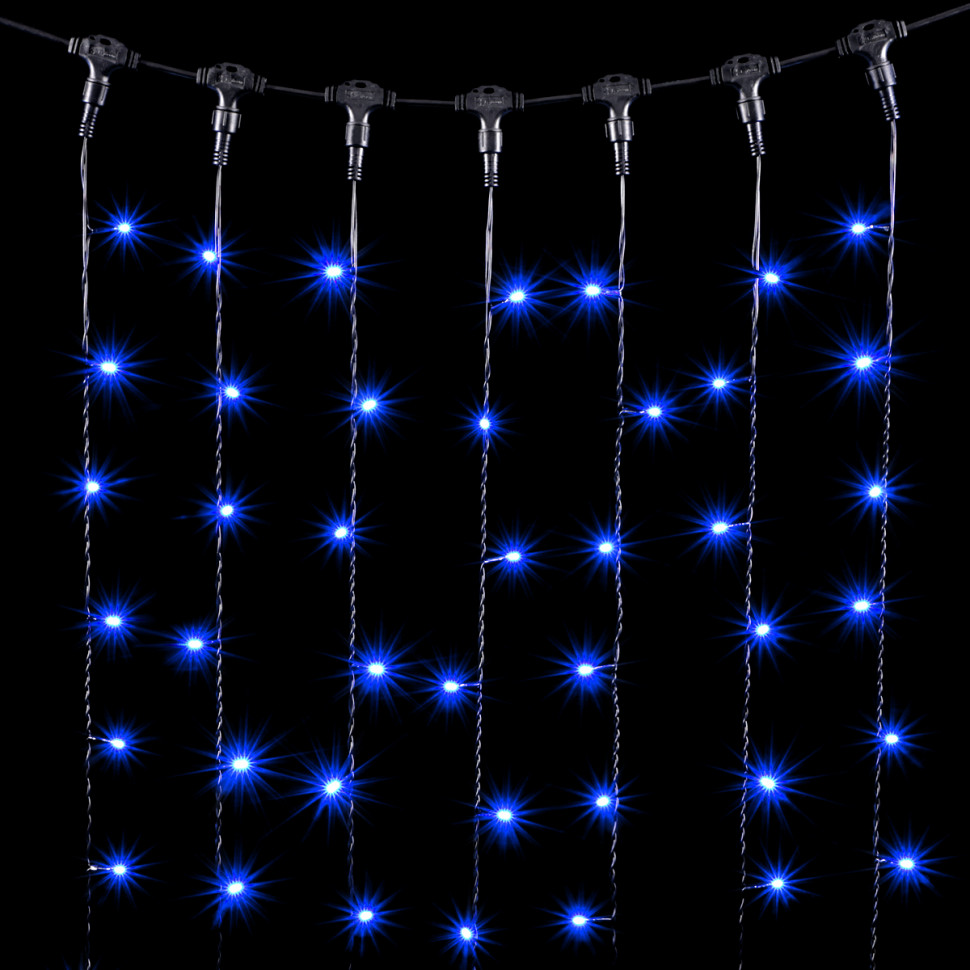 Светодиодный занавес 2*2 м., 400 синих LED ламп, черный провод ПВХ, Beauty Led (PCL402-11-2B)