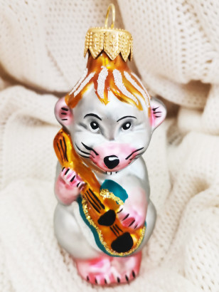 Ёлочное украшение Крыса с гитарой 10 см., Батик (ФУ-294)