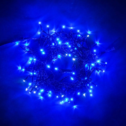 Светодиодная нить 100 синих LED ламп с мерцанием, 10 м., 24В., черный провод ПВХ, Beauty Led (PST100BLW-11-1B)
