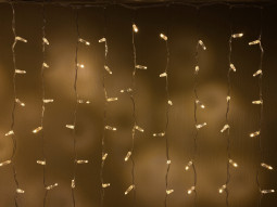 Светодиодный занавес 200 теплых белых LED ламп, 2*1 м., статика, прозрачный провод ПВХ, Teamprof (TPF-CS2*1-CT/WW)