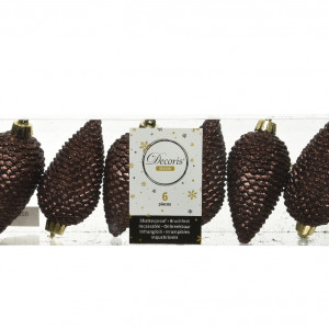 Пластиковая елочная игрушка Шишка темно-коричневый, 80 мм., 6 шт., Kaemingk (028589)