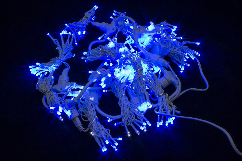 Светодиодный занавес с мерцающим диодом 2*2 м., 280 синих LED ламп, белый провод, Winner Light (b.03.6W.280+)