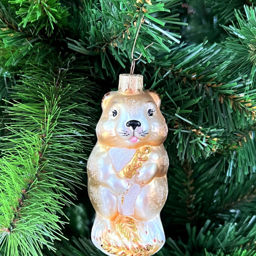 Елочное украшение Хомяк, стекло, 10,5 см., 1 шт., Витус (А250)