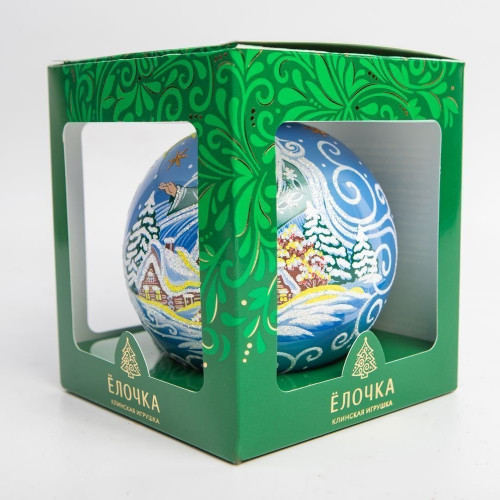 С1902/2 Стеклянный шар Метелица 115 мм., голубой,  Ёлочка