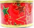 Лента для украшения широкая красная с золотом 5 см х 2,7 м (523156)