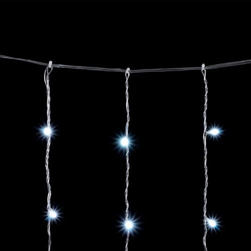 Светодиодный облегченный мерцающий занавес 2*2 м, 220V., 400 холодных белых LED ламп, прозрачный ПВХ, Beauty Led (PCL400NOTBL-10-2W)