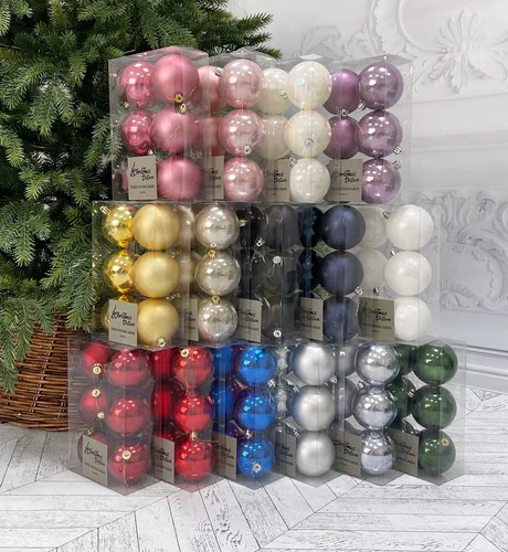 Набор пластиковых шаров Парис 80 мм., зеленый, 6 шт., Christmas DeLuxe (87065)