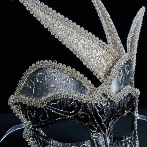 Винтажное украшение Маска королевского шута  28х23 см., черный с платиной, Christmas DeLuxe (89034)