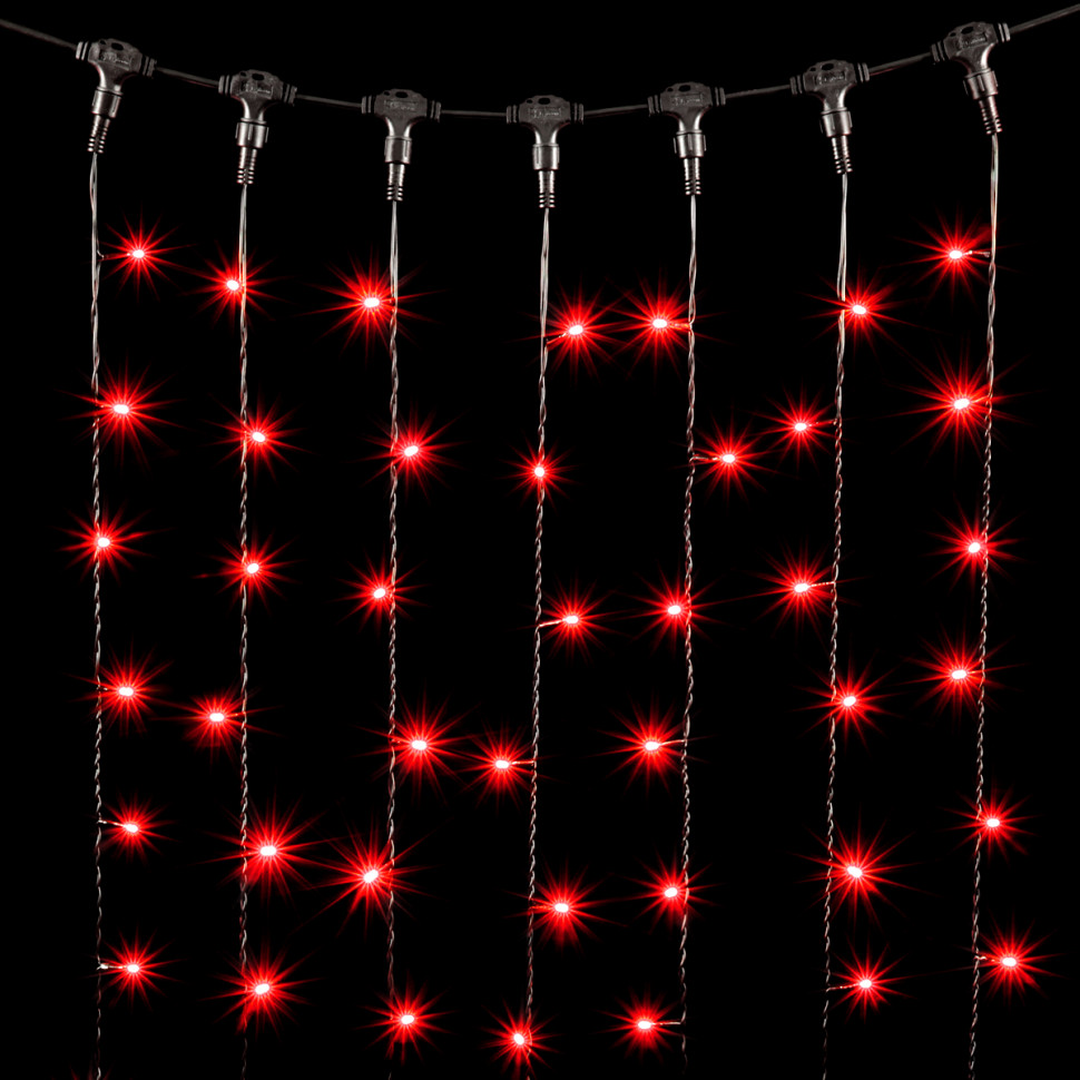 Светодиодный занавес 2*3 м., 600 красных LED ламп, черный провод ПВХ, Beauty Led (PCL602-11-2R)