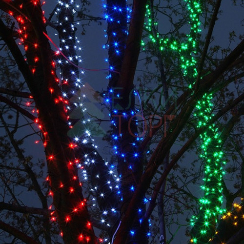 Комплект гирлянд на деревья 60 м., 3 луча по 20 м, 24V, 600 зеленых LED ламп, черный ПВХ, Beauty Led (KDD600-11-1G)