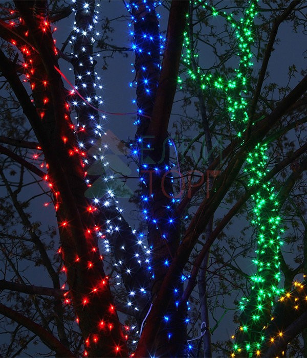 Комплект гирлянд на деревья 60 м., 3 луча по 20 м, 24V, 600 зеленых LED ламп, черный ПВХ, Beauty Led (KDD600-11-1G)