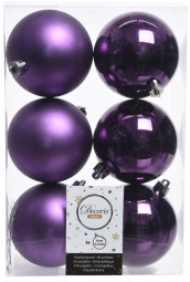 Набор пластиковых шаров Парис 80 мм, фиолетовый, 6 шт, Kaemingk (022038)
