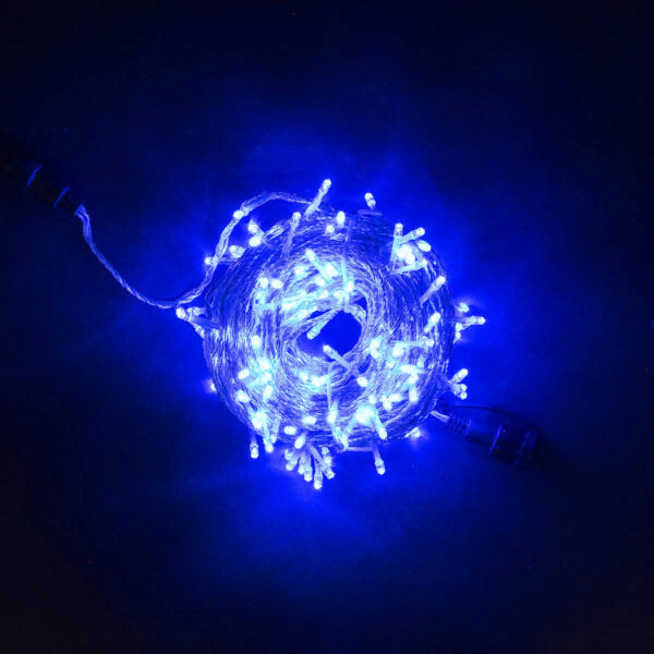 Светодиодная гирлянда 20 м., 200 синих LED ламп, 24V., прозрачный силиконовый провод, IP65, Beauty Led (EST200-10-1B)