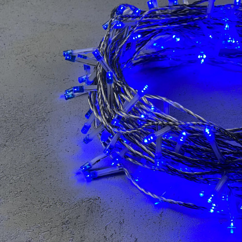 Светодиодная гирлянда 20 м., 200 синих LED ламп, 24V., прозрачный силиконовый провод, IP65, Beauty Led (EST200-10-1B)