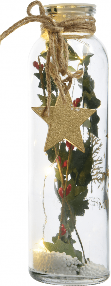 Светильник Бутыль с декором - звезда  6*21 см, 5 LED теплых белых, Kaemingk (481520/3) в Ярославле