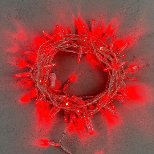 Светодиодная гирлянда с колпачком 100 красных LED ламп 10 м., 24В., прозрачный провод ПВХ, IP65, LTC (PST100CAP-10-1R) в Санкт-Петербурге