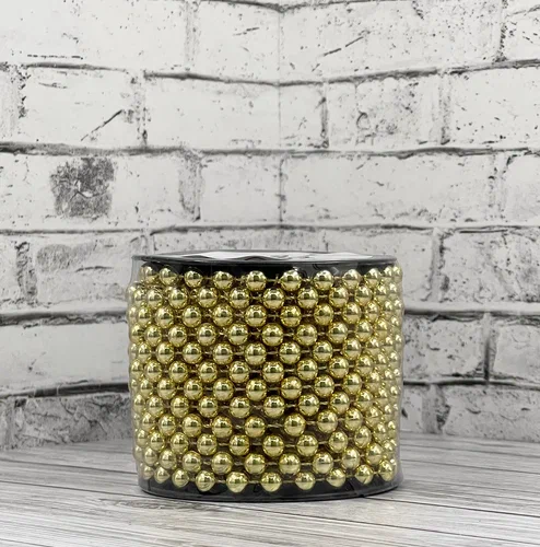 Пластиковые бусы Бисер 8 мм.*10 м., золото, Christmas DeLuxe (87087)