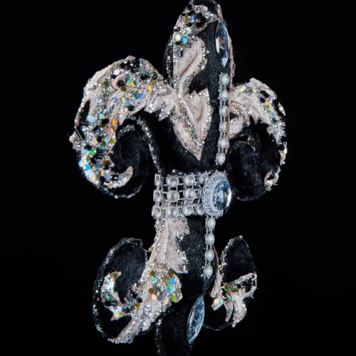 Винтажное украшение Цветок Аканта 15х18 см., черный с платиной, Christmas DeLuxe (89005)