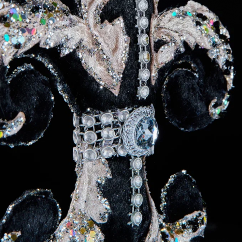 Винтажное украшение Цветок Аканта 15х18 см., черный с платиной, Christmas DeLuxe (89005)