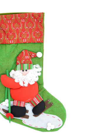 Новогодний чулок Дед Мороз на лыжах 3D 46*26 см, Beauty Ball (20083)