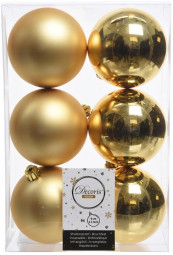 Набор пластиковых шаров Парис 80 мм, золотой, 6 шт, Kaemingk (022050)