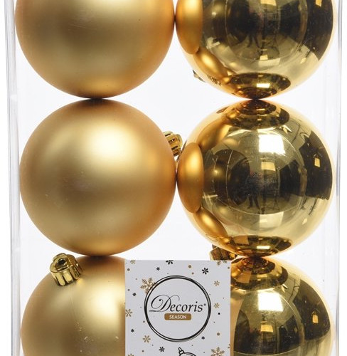 Набор пластиковых шаров Парис 80 мм, золотой, 6 шт, Kaemingk (022050)