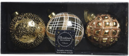Набор стеклянных шаров  Мадагаскар 80 мм, золотой, 3 шт, Kaemingk (060899) 