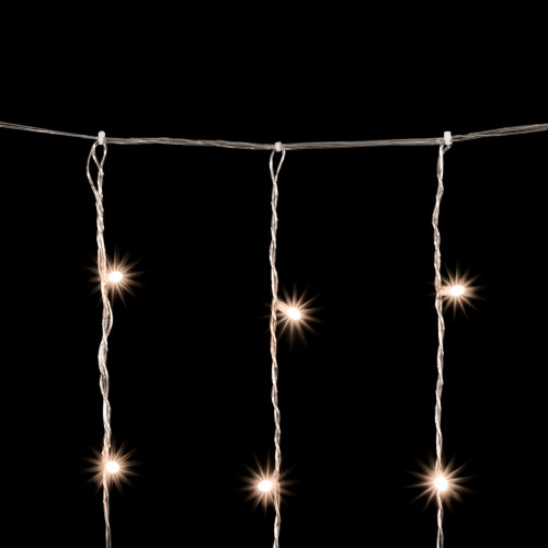 Светодиодный облегченный мерцающий занавес 2*2 м, 220V., 400 теплых белых LED ламп, прозрачный ПВХ, Beauty Led (PCL400NOTBL-10-2WW)