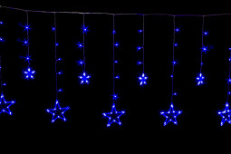 Светодиодная бахрома Звезды 2.5*0.95 м., 220V, 138 синих LED ламп, прозрачный провод, контроллер, Winner (B.02.5Т.138.S+)