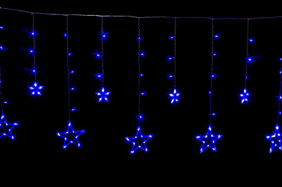 Светодиодная бахрома Звезды 2.5*0.95 м., 220V, 138 синих LED ламп, прозрачный провод, контроллер, Winner (B.02.5Т.138.S+)