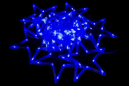 Светодиодная бахрома Звезды 2.5*0.95 м., 220V, 138 синих LED ламп, прозрачный провод, контроллер, Winner (B.02.5T.138.S+)