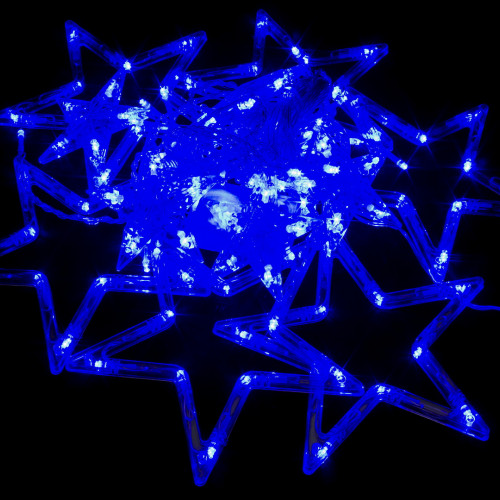 Светодиодная бахрома Звезды 2.5*0.95 м., 220V, 138 синих LED ламп, прозрачный провод, контроллер, Winner (B.02.5Т.138.S+) в Санкт-Петербурге